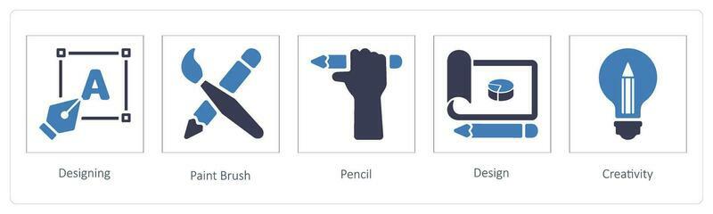 Designing, paint brush and Pencil