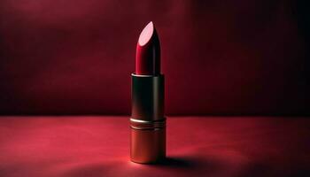 Shiny lipstick adds glamour to women beauty and elegance generated by AI photo