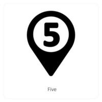 Five and location icon concept vector