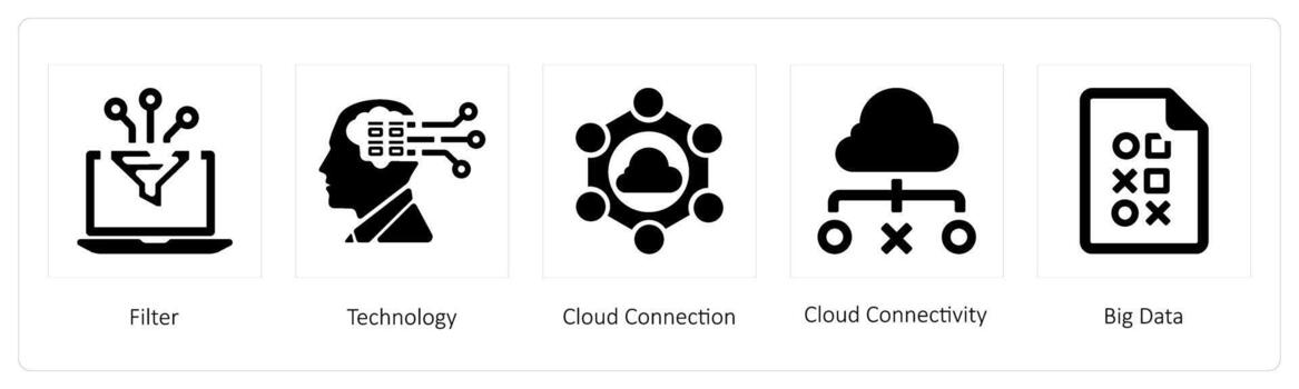 filter, technology and Cloud Connection vector