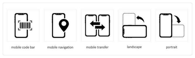 mobile code bar, mobile navigation vector