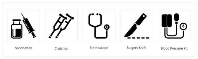 Vaccination, Crutches, Stethoscope vector