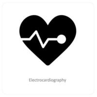 electrocardiography and heart rate icon concept vector