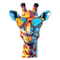 aquarelle girafe portant des lunettes de soleil . ai généré png