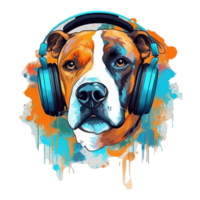 watercolor dog wearing headphones . AI Generated png