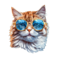 watercolor cat wearing sunglasses . AI Generated png