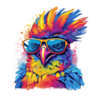 acquerello uccello indossare occhiali da sole . ai generato png