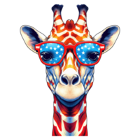 waterverf giraffe vervelend zonnebril . ai gegenereerd png