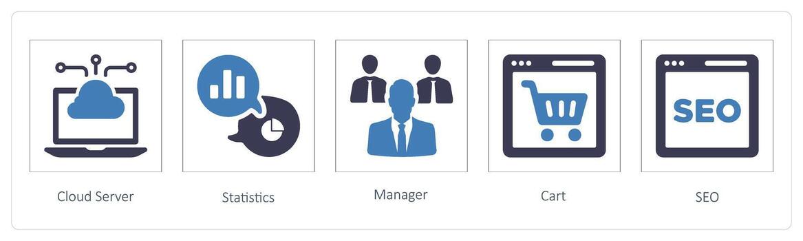 Cloud Server, Statistics, Manager vector