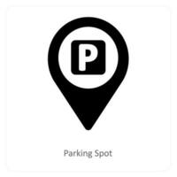 Parking spot and location icon concept vector