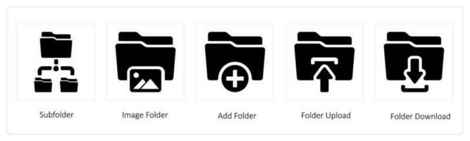 sub folder, image and add folder vector