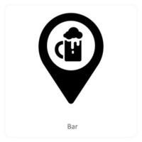 bar y ubicación icono concepto vector