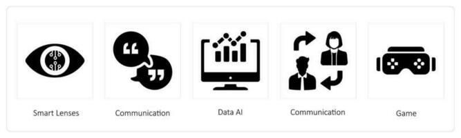 Smart Lenses, communication and Data AI vector