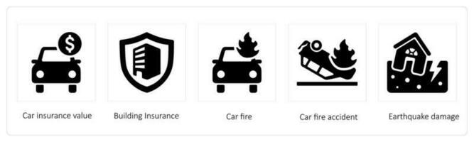 Car insurance value and car fire vector