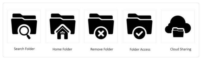 search, home and remove folder vector