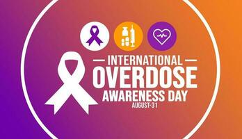 31 august is International Overdose Awareness Day background template. Holiday concept. background, banner, placard, card, and poster design template with text inscription and standard color. vector