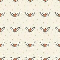 Hand drawn doodle Happy Valentine Day love seamless pattern. vector