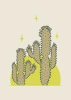 Cactus illustration wild west desert vintage design vector