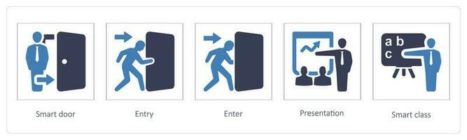 smart door, entry and enter vector