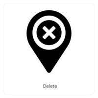 Delete and location icon concept vector