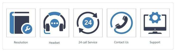 Resolution, headset and 24 call Service vector