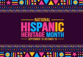 National Hispanic Heritage Month celebration colorful background, typography, banner, placard, card, and poster design template. is annually celebrated from September 15 to October 15 in the USA. vector