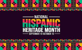 National Hispanic Heritage Month celebration colorful background, typography, banner, placard, card, and poster design template. is annually celebrated from September 15 to October 15 in the USA. vector