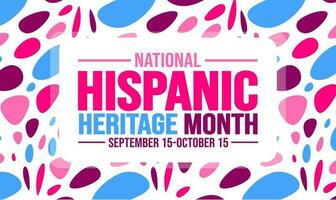 National Hispanic Heritage Month celebration colorful background, typography, banner, placard, card, and poster design template. is annually celebrated from September 15 to October 15 in the USA. vector