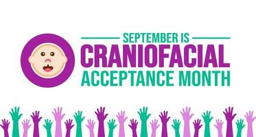 September is Craniofacial Acceptance Month Month background template. Holiday concept. background, banner, placard, card, and poster design template with text inscription and standard color. vector