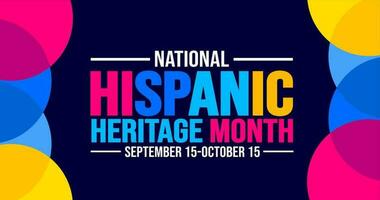 National Hispanic Heritage Month celebration colorful background, typography, banner, placard, card, and poster design template. is annually celebrated from September 15 to October 15 in the USA. vector