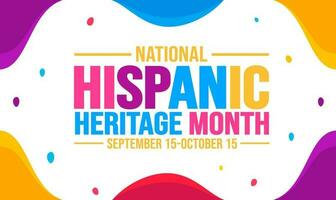 National Hispanic Heritage Month celebration colorful background, typography, banner, placard, card, and poster design template. is annually celebrated from September 15 to October 15 in the USA. vector