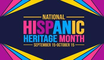 National Hispanic Heritage Month celebration colorful background, typography, banner, placard, card, and poster design template. is annually celebrated from September 15 to October 15 in the USA. vector