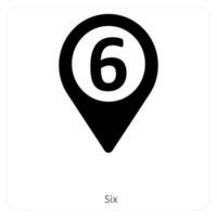 Six and location icon concept vector