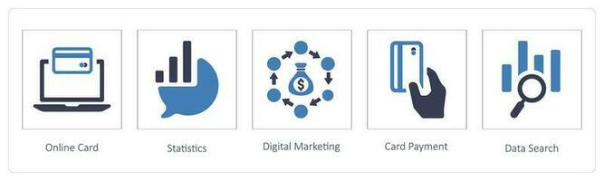Online Card, Statistics, Digital Marketing vector