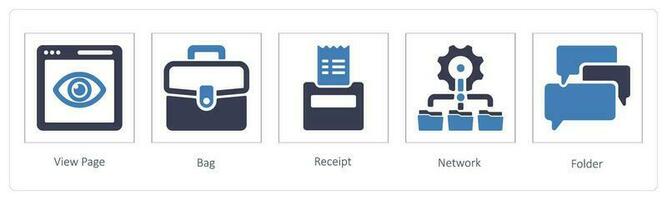 ver página, bolsa, recibo vector