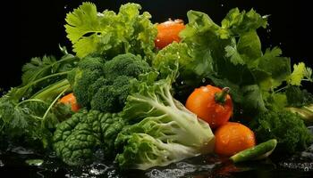 frescura de naturaleza generosidad sano comiendo con orgánico vegetales generado por ai foto
