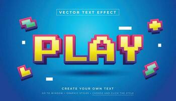 Editable vector 3D colorful text effect. Pixel game typography graphic style