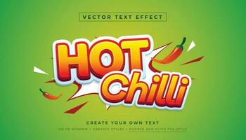 Editable vector hot red yellow text effect. Spicy chili food graphic style