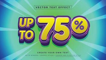 Editable vector 3D discount text effect. Number sale graphic style