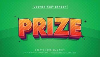 Vector Editable 3D fun text effect. Prize promotion graphic style on green background
