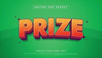 Vector Editable 3D fun text effect. Prize promotion graphic style on green background