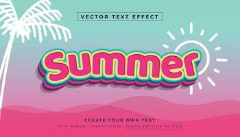 Editable vector 3D pink summer text effect. Beach holiday graphic style