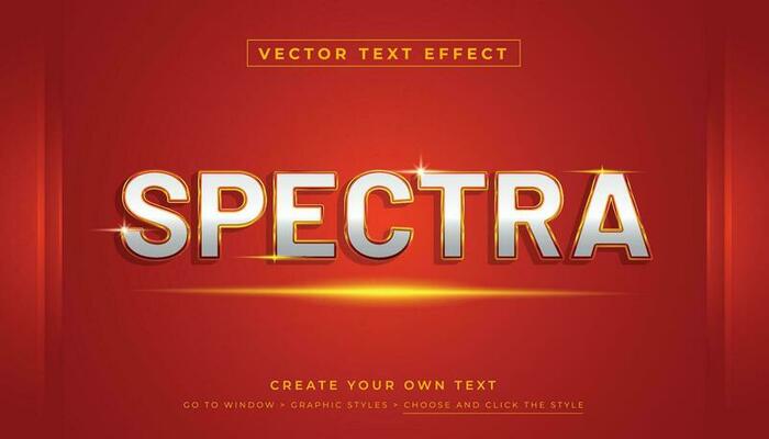 Editable vector 3D special sale spectra text effect. White gold text graphic style on red background