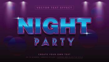 editable vector 3d brillante púrpura texto efecto. metálico noche fiesta gráfico estilo