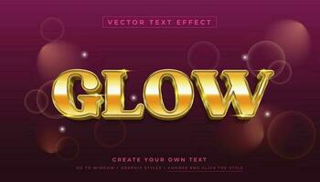 Editable vector 3D yellow gold text effect. Shiny metal glowing gold graphic style