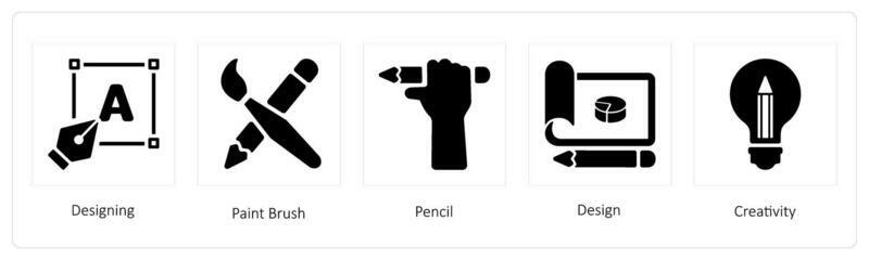 Designing, paint brush and Pencil