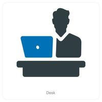 Desk and library icon concept vector