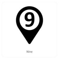 Nine and location icon concept vector