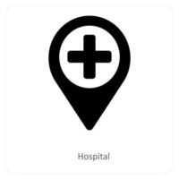 Hospital and location icon concept vector