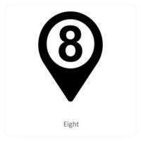 eight and location icon concept vector